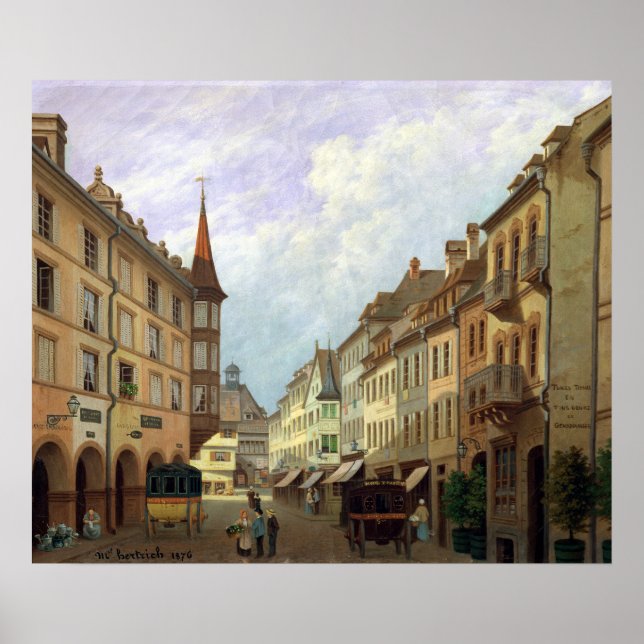 Póster Las Arcadas, Grand Rue, Colmar, 1876 (Frente)