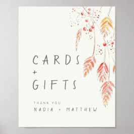 Póster Las bayas caen tarjetas de boda y señas de regalo