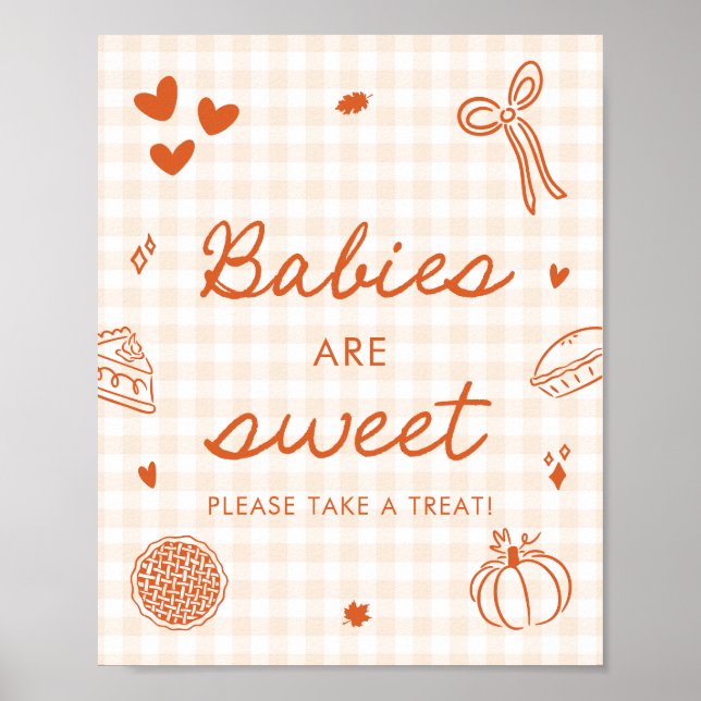 Póster Las bebés Cutie Pie de Gingham Naranja de Otoño so (Frente)