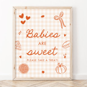 Póster Las bebés Cutie Pie de Gingham Naranja de Otoño so