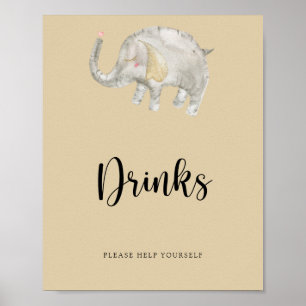 Póster Las bebidas con globo elefante te ayudan a ti mism
