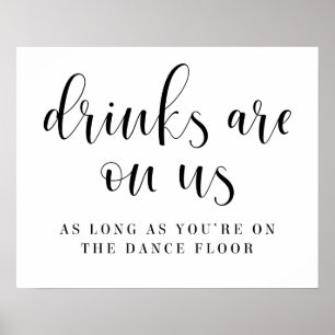 Póster Las Bebidas Están En El Rótulo Boda Bar Abierto De