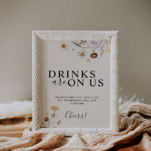 Póster Las Bebidas Están En El Rótulo Boda Boho De Ee. Uu