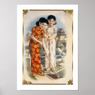 Póster Las bellezas de Shanghai vintage a las mujeres de 