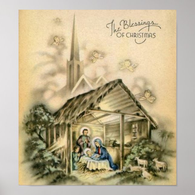 Póster Las bendiciones de la escena de la Natividad de lo (Frente)