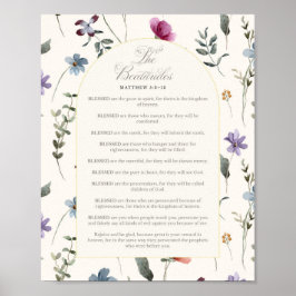 Póster Las Bienaventuranzas Mateo 5:3–12 Escritura Floral