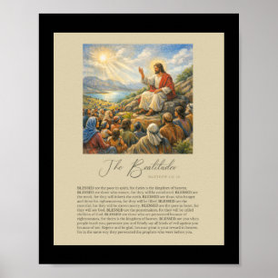 Póster Las Bienaventuranzas Mateo 5:3–12 Sermón de la Mon