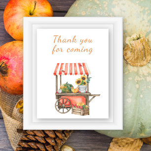 Póster Las calabazas caen en la ducha de bebé - gracias