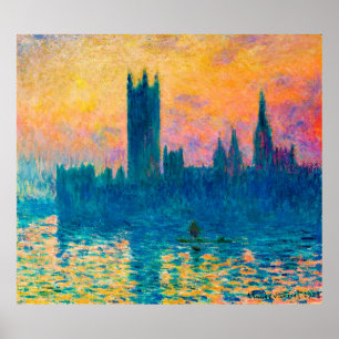 Póster Las Cámaras del Parlamento, Sunset (1903), Monet