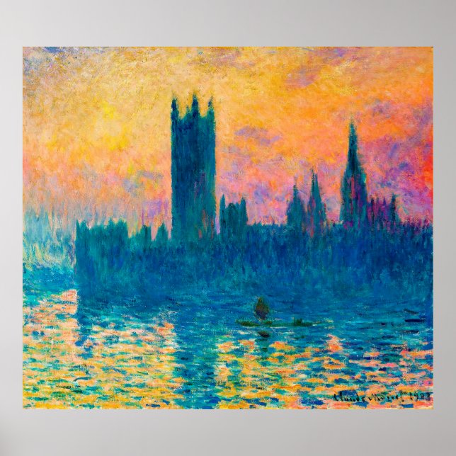 Póster Las Cámaras del Parlamento, Sunset (1903), Monet (Frente)