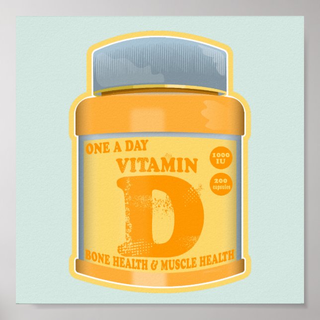 Póster Las cápsulas de vitamina D son salud y bienestar (Frente)