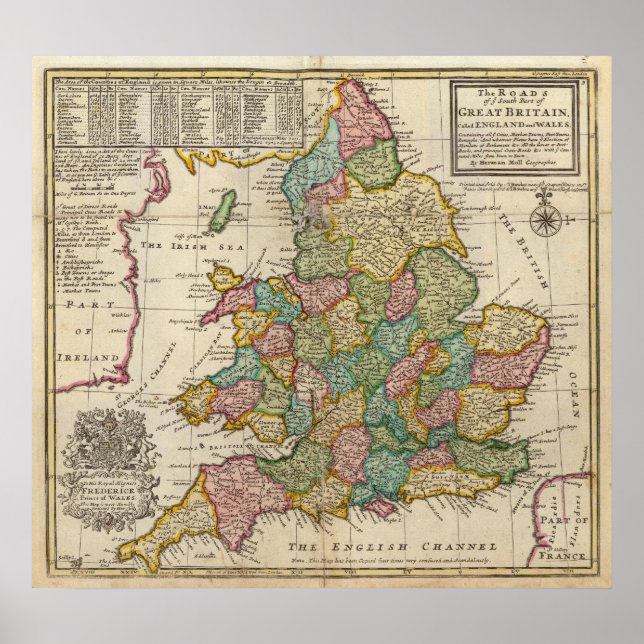 Póster Las carreteras de Inglaterra y Gales (Frente)
