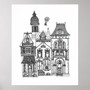 Póster Las casas victorianas me colorean