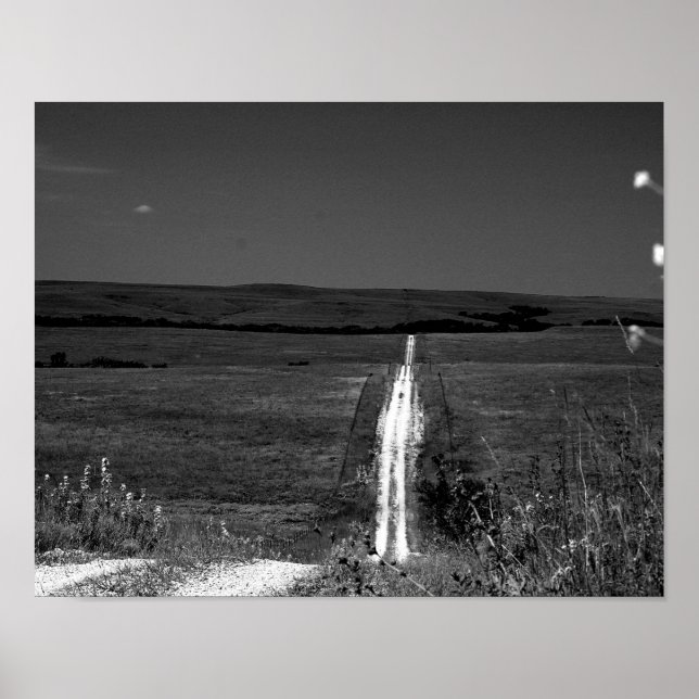 Póster Las colinas de Flint en Kansas en B/W (Frente)