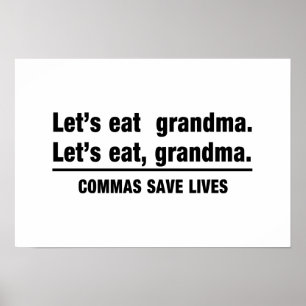 Póster Las comas ahorran a abuelas