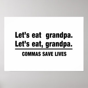 Póster Las comas ahorran a abuelos