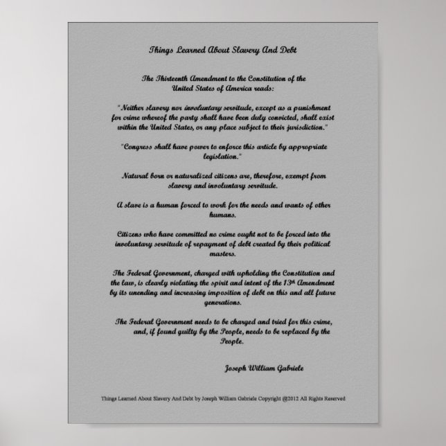 Póster Las Cosas Aprendieron Esclavitud Y Deuda De ABout (Frente)