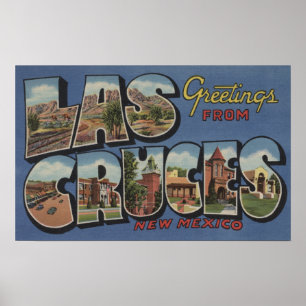 Póster Las Cruces, New Mexico - Large Letter Scenes 2