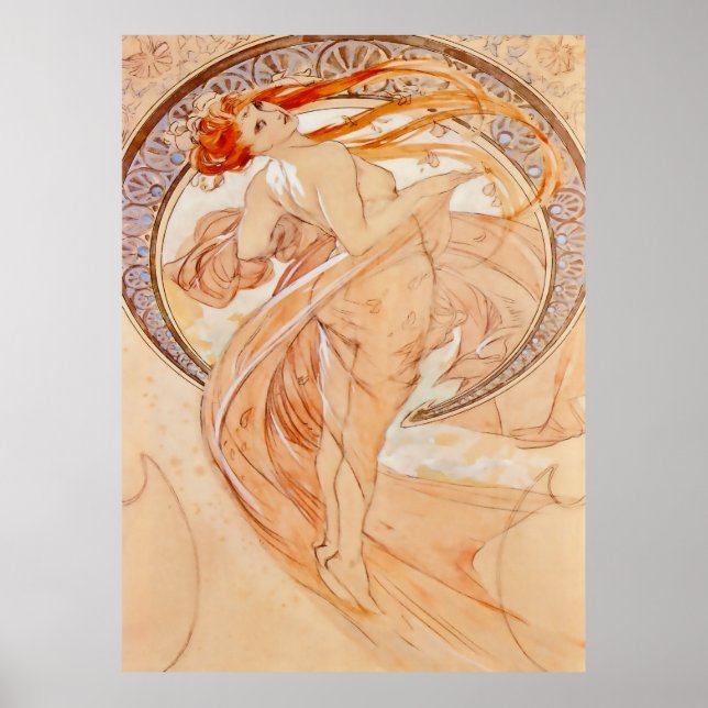 Póster Las cuatro artes: danza, cosecha Art Nouveau (Frente)