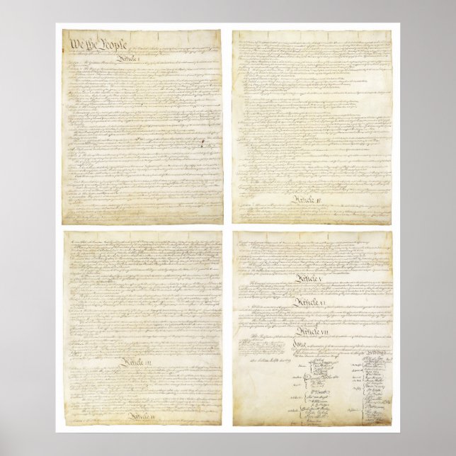 Póster Las cuatro páginas ORIGINALES de la Constitución d (Frente)