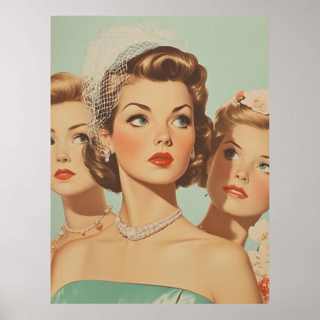 Póster Las damas de honor retro en el estilo (Frente)