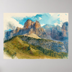 Póster Las Dolomitas Italia - Pintura de Salpicaduras al