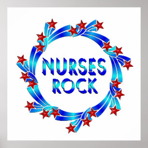 Póster Las enfermeras oscilan las estrellas rojas