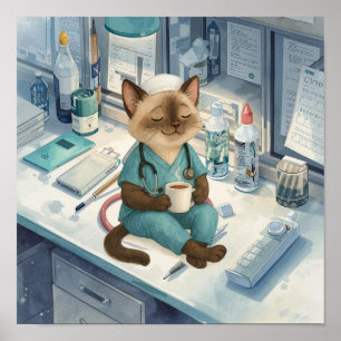 Póster Las enfermeras tienen una pausa para el café