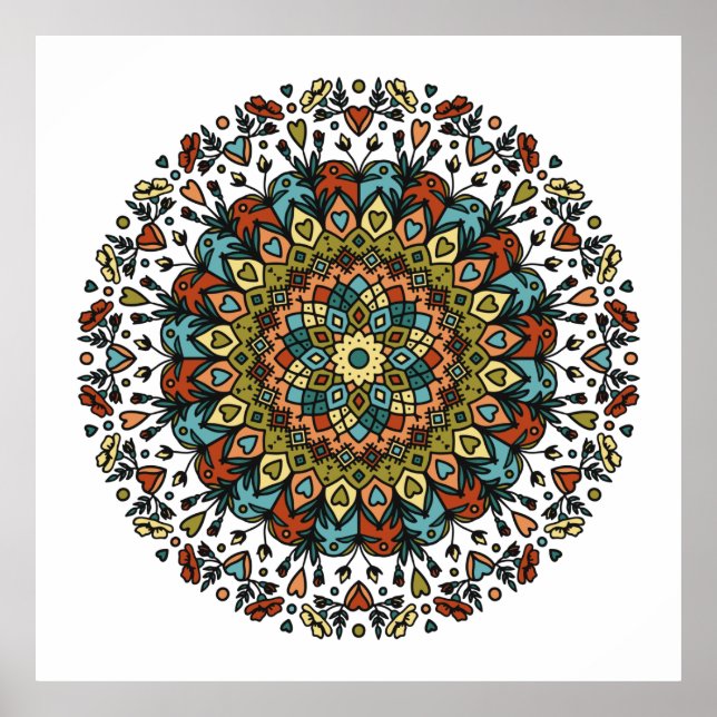 Póster Las flores crecen desde el corazón de Mandala (Frente)
