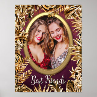 Póster Las Flores De Oro Elegantes De Lujo Añaden Su Pers