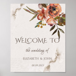 Póster Las Flores De Otoño De Acuarela Guardan La Fecha