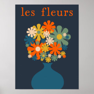 Póster Las flores retro íntimas de Les Fleurs en un Naran
