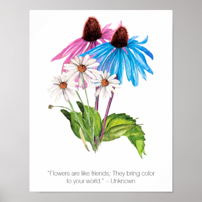 Póster Las Flores Son Como Amigos | Oferta Inspiradora (Frente)
