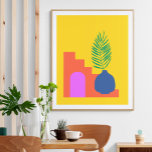 Póster Las formas botánicas del Boho en el amarillo brill<br><div class="desc">Extravagantes formas botánicas de Boho en Poster amarillo brillante</div>