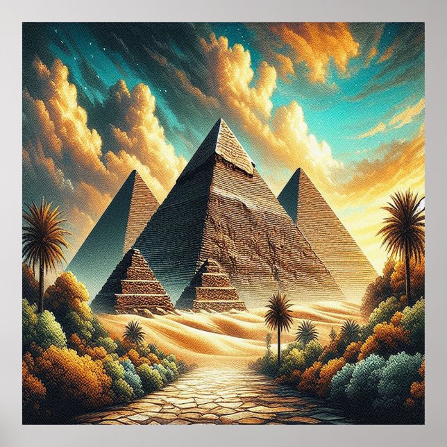 Póster Las Grandes Pirámides de Giza Egipto Viajes (Frente)