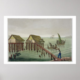 Póster Las habitaciones de la tribu de Papu, Rawak,