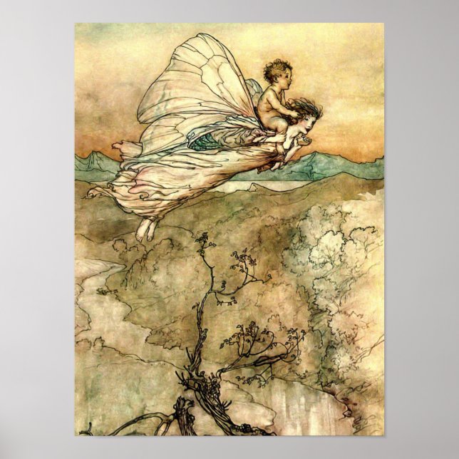 Póster Las hadas en vuelo de Arthur Rackham (Frente)