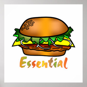 Póster Las hamburguesas son esenciales