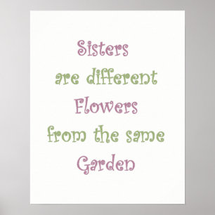 Póster Las hermanas son flores diferentes en el mismo jar