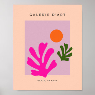 Póster Las Hojas Abstractas Rosadas Y Naranjas Cortadas