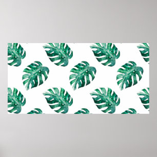 Póster Las hojas de Monstera. Patrón de ilustracion tropi