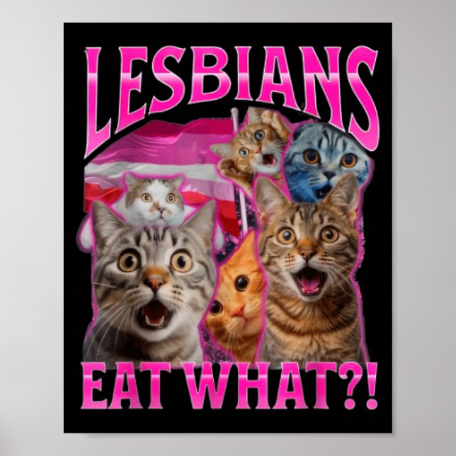 Póster Las lesbianas comen qué_ Gato divertido Orgullo ga (Frente)