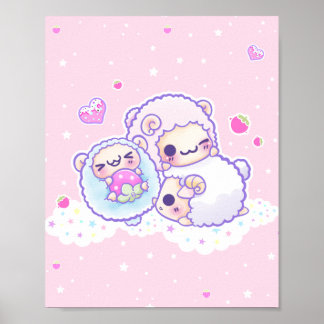 Póster Las lindas ovejas de algodón dulce