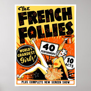 Póster Las locuras francesas, 1930. Pinup vintage