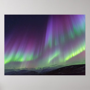 Póster Las luces del norte Islandia septentrional