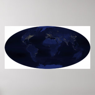 Póster Las luces nocturnas generadas por el hombre ½ Eart