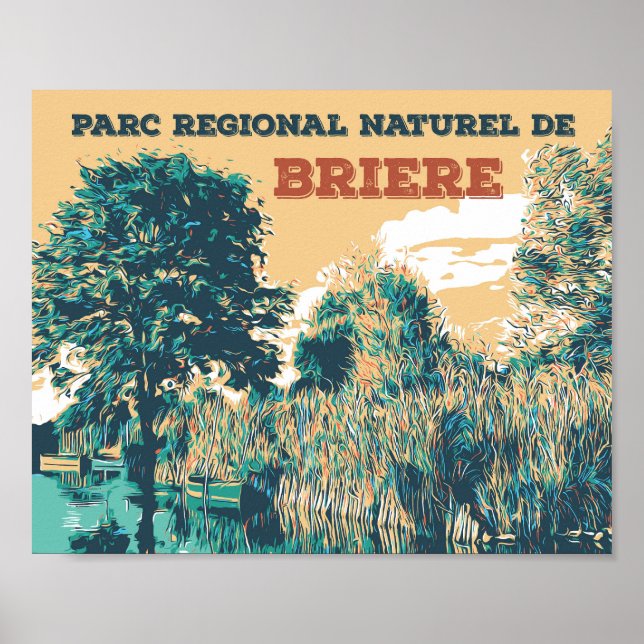 Póster Las marismas del parque regional de Briere France (Frente)