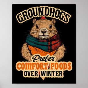 Póster Las marmotas prefieren los alimentos reconfortante