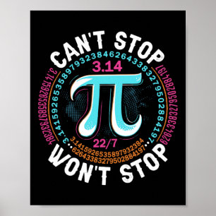 Póster Las matemáticas del Día Retro Pi no pueden parar