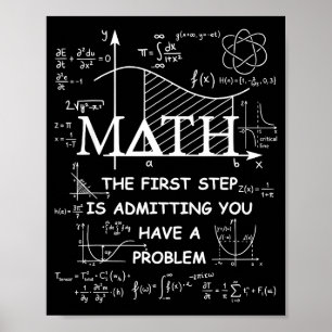 Póster Las matemáticas el primer paso es admitir que tien